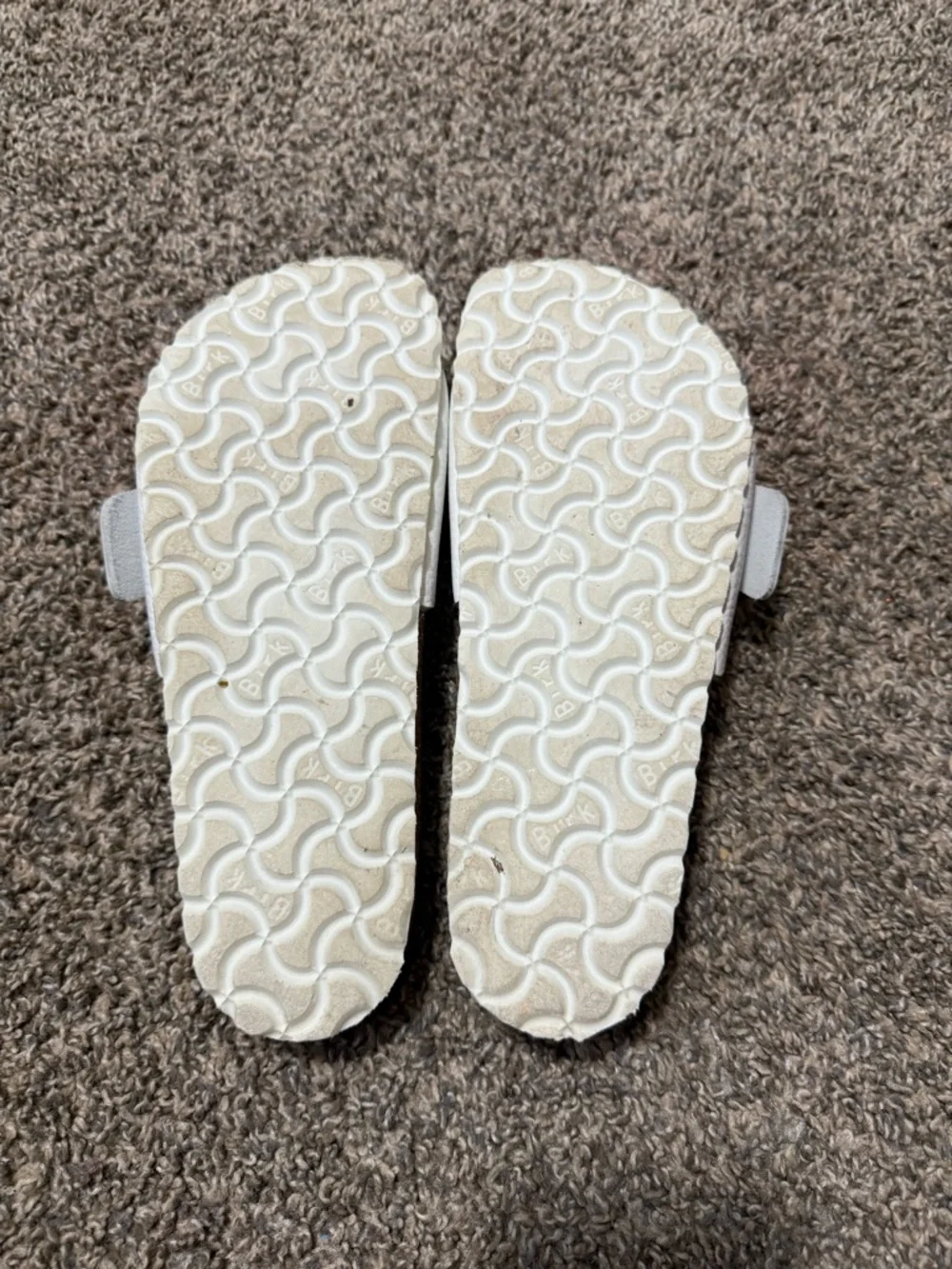 Birkenstock White Slide Sandals with Pastel Ombre Buckles - Picture 6 of 6